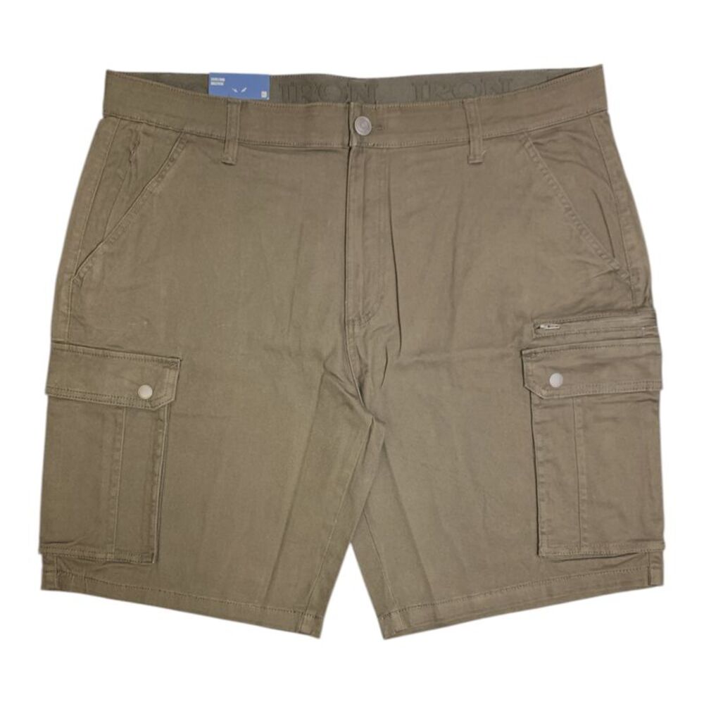 Brown - Iron Clothing Co. Men's Regular Fit Stretch Cargo Short with Side Zipper